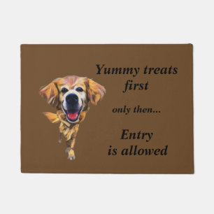 Funny Cartoon Golden Retriever Doormat