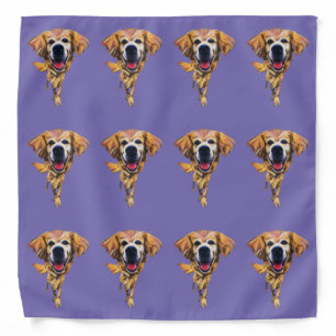 Funny Cartoon Golden Retriever Head Scarf Bandana