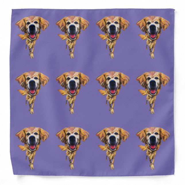 Funny Cartoon Golden Retriever Head Scarf Bandana (Front)