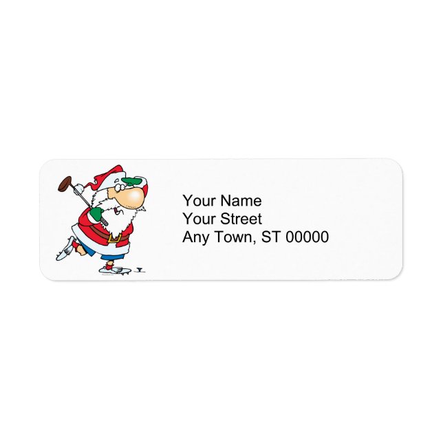 funny cartoon golfing golfer santa claus label (Front)