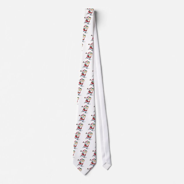 funny cartoon golfing golfer santa claus tie (Front)