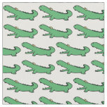 Funny cartoon green crocodile pattern fabric