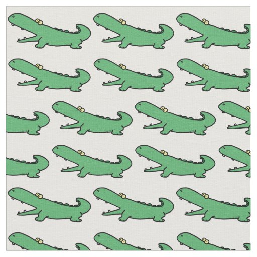 Funny cartoon green crocodile pattern fabric