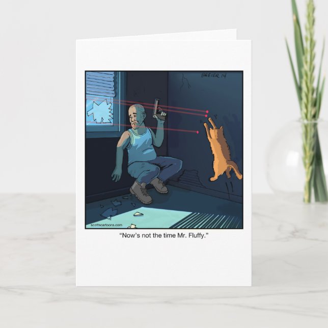 Funny Cartoon Greeting Card- Laser Cat Card (Front)