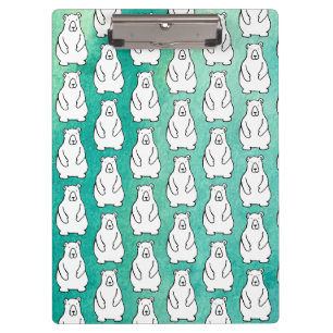 Funny Cartoon Grizzly Polar Bears Light Blue Clipboard