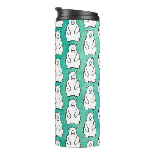 Funny Cartoon Grizzly Polar Bears Light Blue Thermal Tumbler