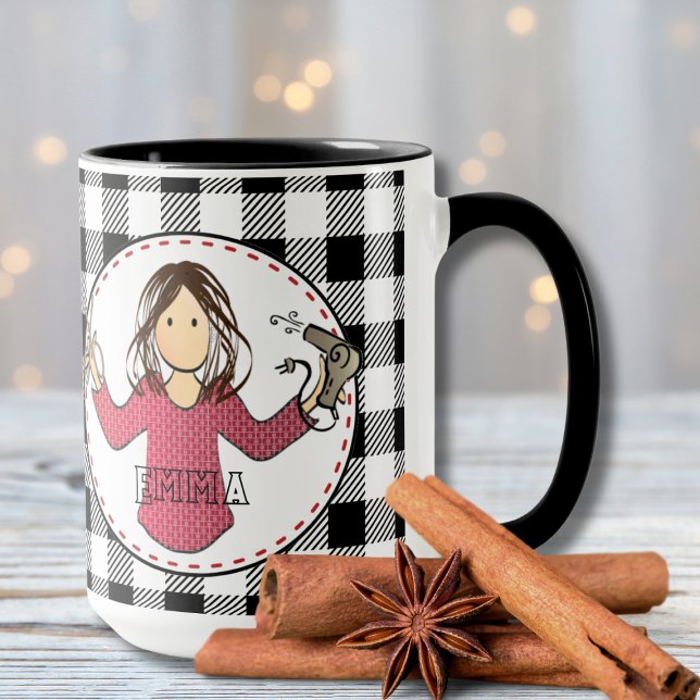Funny Cartoon Hairdresser Stylist Christmas Gift  Mug (Creator Uploaded)
