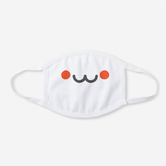 Funny Cartoon Happy Emoticons Smiling Red Dimple White Cotton Face Mask (Front)