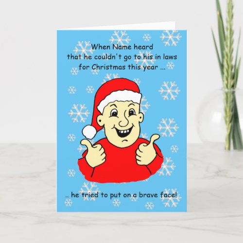 Funny Cartoon Happy Man Christmas Holiday Card