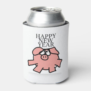 Funny Cartoon Happy Pig Year can Cooler