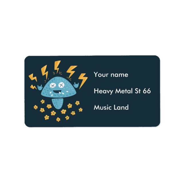 Funny Cartoon Heavy Metal Mushroom Label (Front)