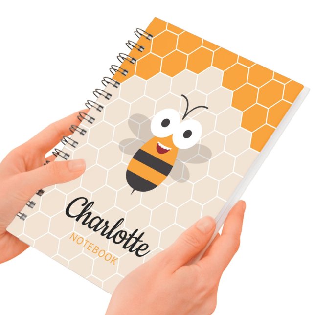 Funny Cartoon Honey Bee Honeycomb Notebook (Creator Uploaded)