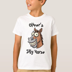 Funny Cartoon Horse Head with Big Smile T-Shirt