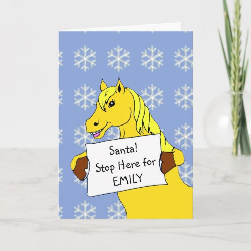 Funny Cartoon Horse Kids Christmas Card