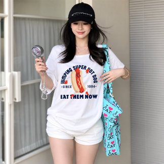 Funny Cartoon Hot Dog Art Graphic Tee Since 1994