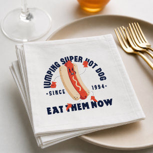 Funny Cartoon Hot Dog Art Graphic Tee Since 1994 Cloth Napkin