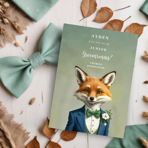 Funny Cartoon Humanoide Fox JR Groomsman Proposal 