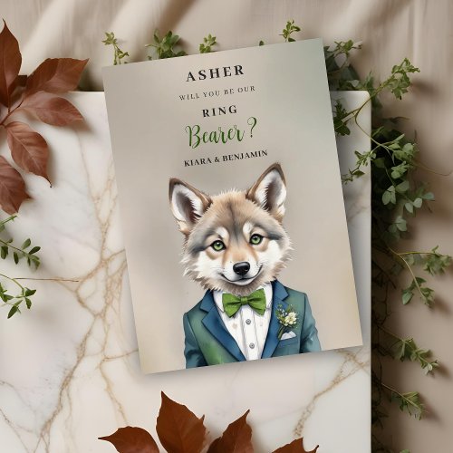 Funny Cartoon Humanoide Young Wolf Ring Bearer