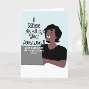Funny Cartoon I Miss You  Letterpress Thank You Card
