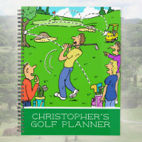 Funny cartoon illustration of golfers. planner