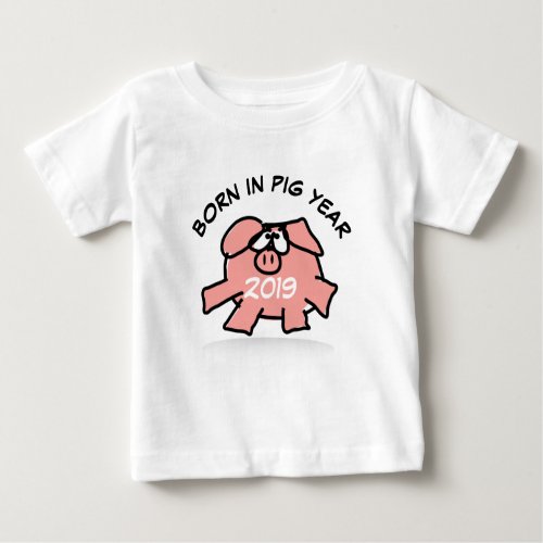 Funny Cartoon Illustration Pink Pig  2019 Baby Tee