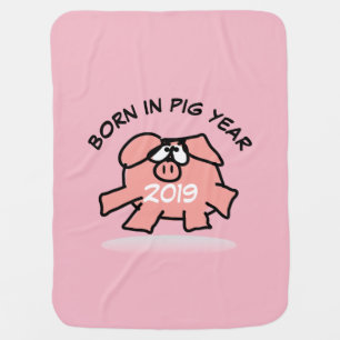 Funny Cartoon Illustration Pink Pig Baby G Baby Blanket
