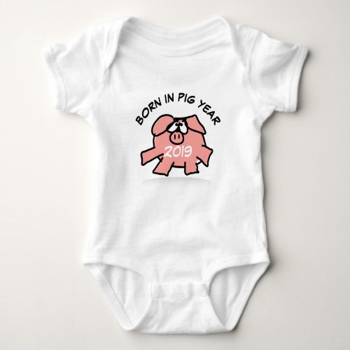 Funny Cartoon Illustration Pink Pig New Baby 2019 Baby Bodysuit