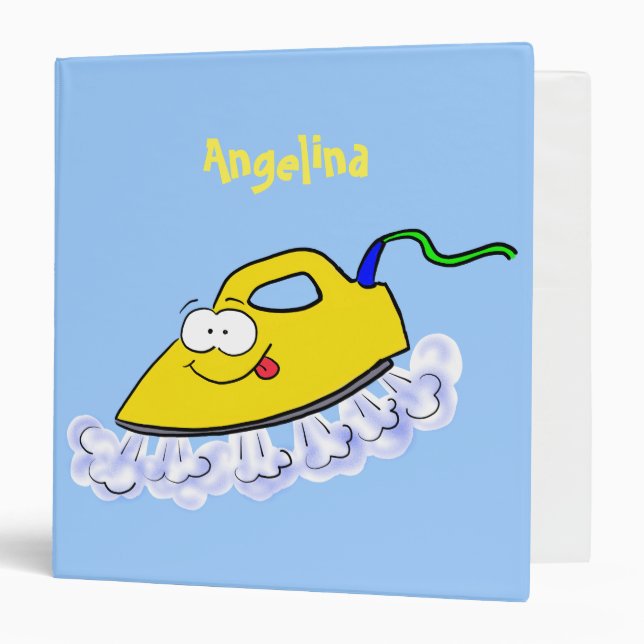 Funny cartoon iron laundry illustration 3 ring binder (Front/Inside)