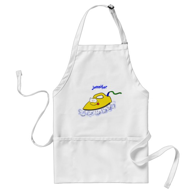 Funny cartoon iron laundry illustration adult apron (Front)
