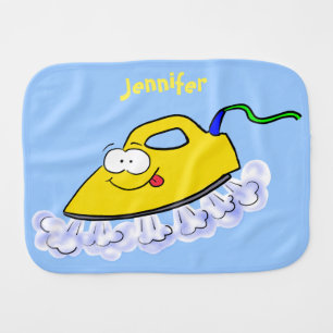 Funny cartoon iron laundry illustration baby burp cloth