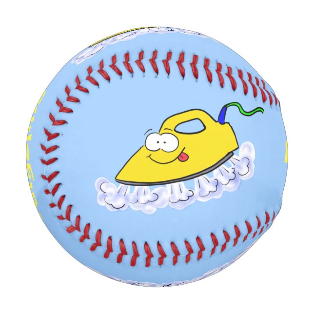 Funny cartoon iron laundry illustration baseball (Front Left)