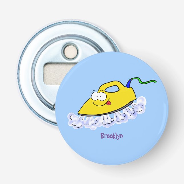 Funny cartoon iron laundry illustration bottle opener (Front)