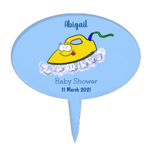 Funny cartoon iron laundry illustration cake topper