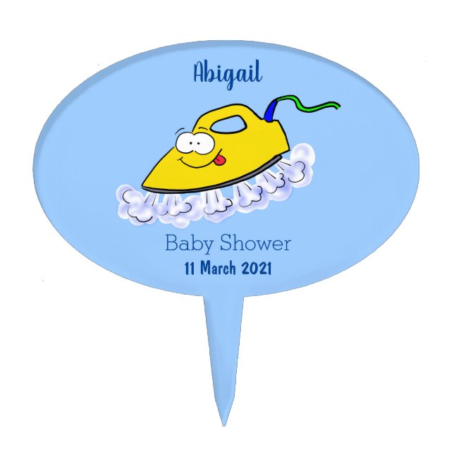 Funny cartoon iron laundry illustration cake topper (Front)
