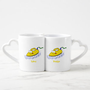 Funny cartoon iron laundry illustration coffee mug set