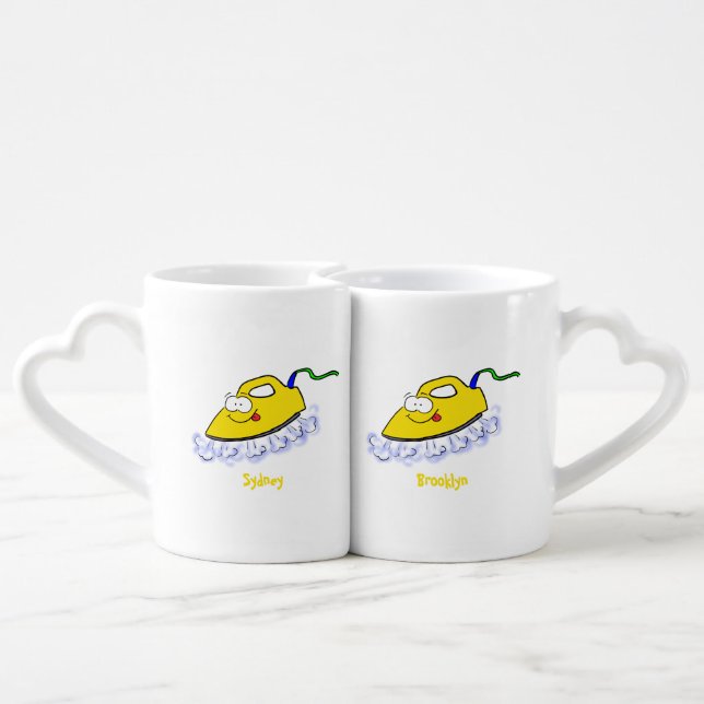 Funny cartoon iron laundry illustration coffee mug set (Back Nesting)