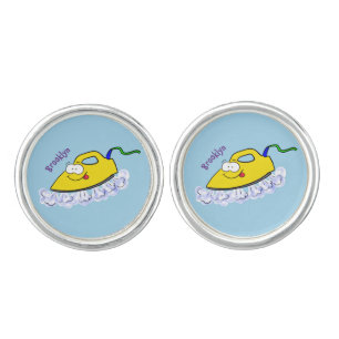 Funny cartoon iron laundry illustration cufflinks