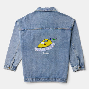 Funny cartoon iron laundry illustration denim jacket