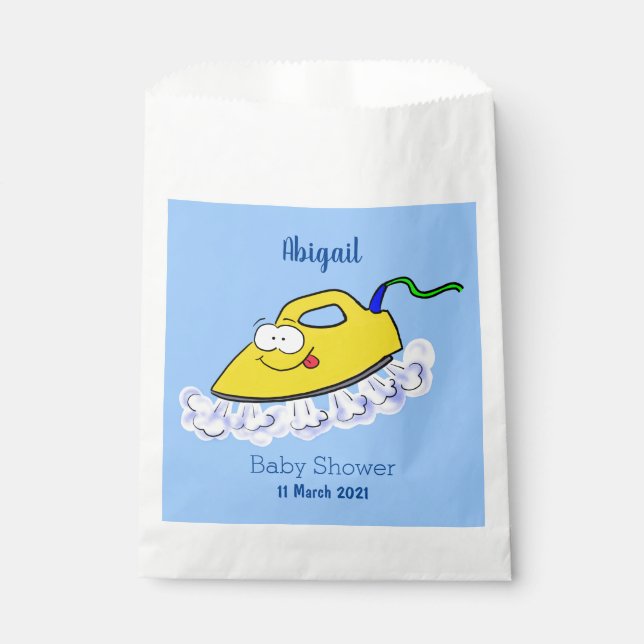 Funny cartoon iron laundry illustration favor bag (Front)