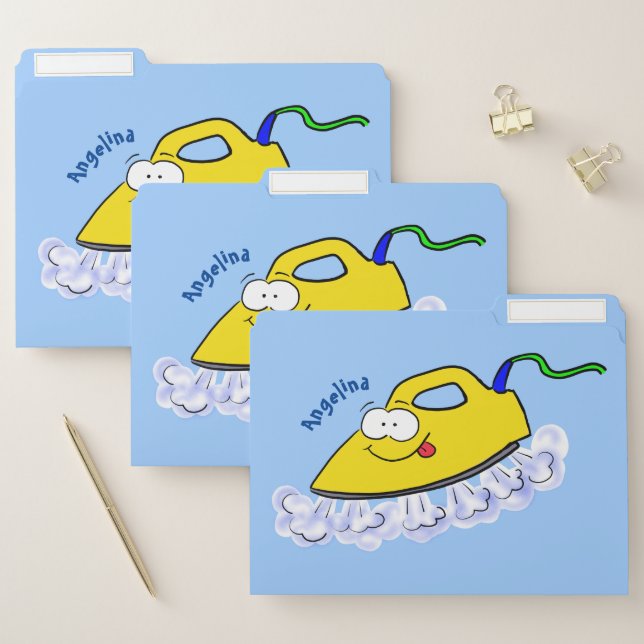 Funny cartoon iron laundry illustration file folder (Set)