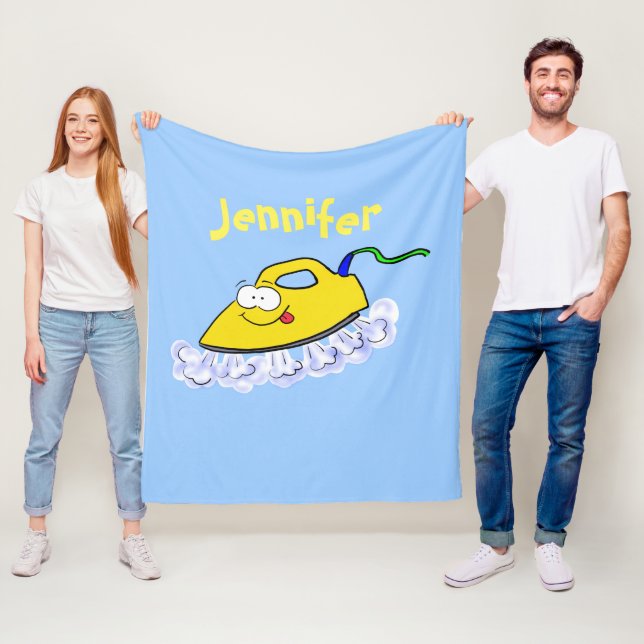 Funny cartoon iron laundry illustration fleece blanket (In Situ)