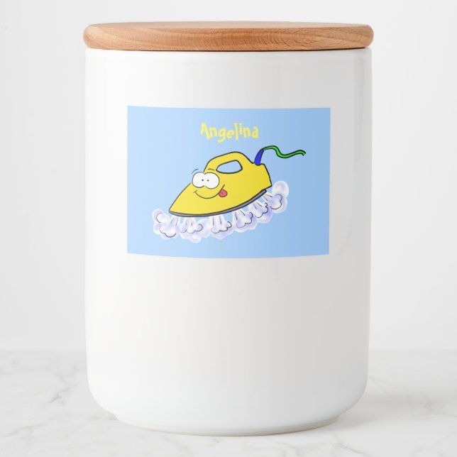 Funny cartoon iron laundry illustration food label (Front)