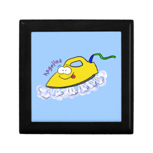 Funny cartoon iron laundry illustration gift box