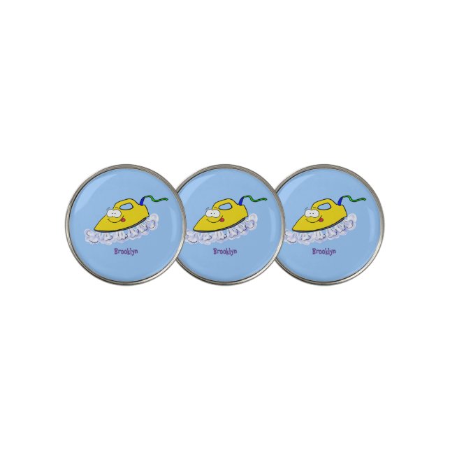 Funny cartoon iron laundry illustration golf ball marker (3 Up)