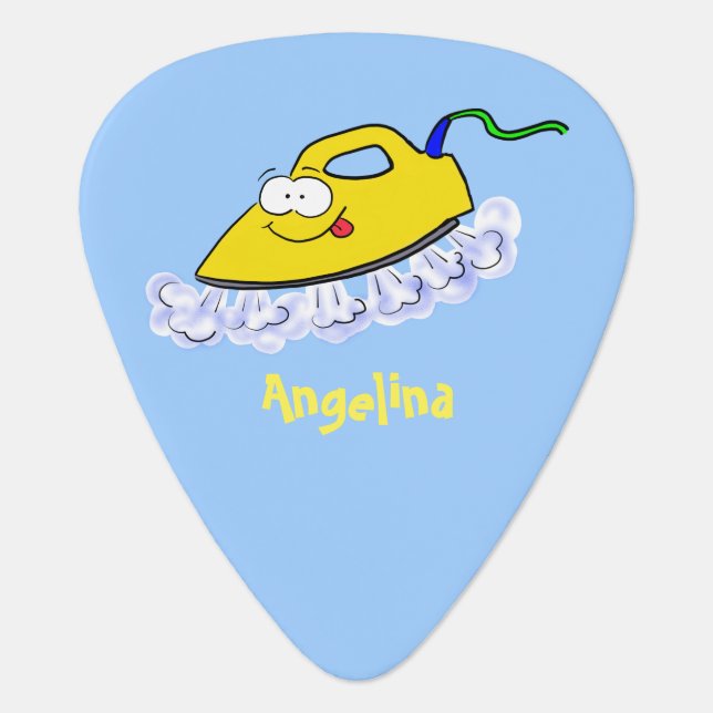 Funny cartoon iron laundry illustration  guitar pick (Front)
