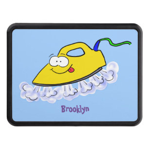Funny cartoon iron laundry illustration hitch cover