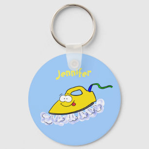 Funny cartoon iron laundry illustration keychain