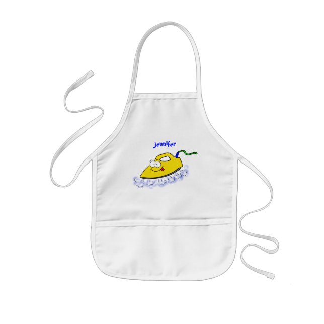 Funny cartoon iron laundry illustration kids' apron (Front)