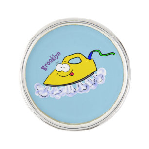 Funny cartoon iron laundry illustration lapel pin