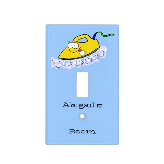 Funny cartoon iron laundry illustration light switch cover (Front)